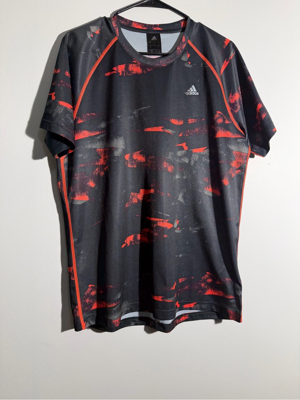 Adidas Climalite Black & Neon Orange Print Polyester size L
